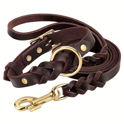 Durable Leather Dog Collar for Medium & Large Dogs