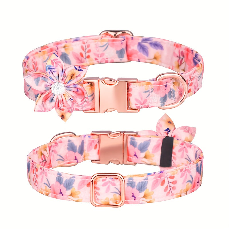 Floral Rhinestone Adjustable Pet Collar