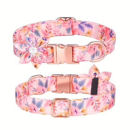 Floral Rhinestone Adjustable Pet Collar