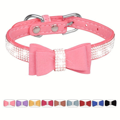 Rhinestone Bow Dog Collar for All Sizes