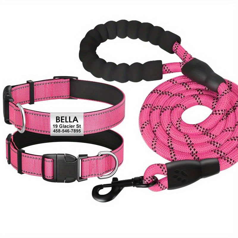 Personalized Reflective Dog Collar with Name Tag