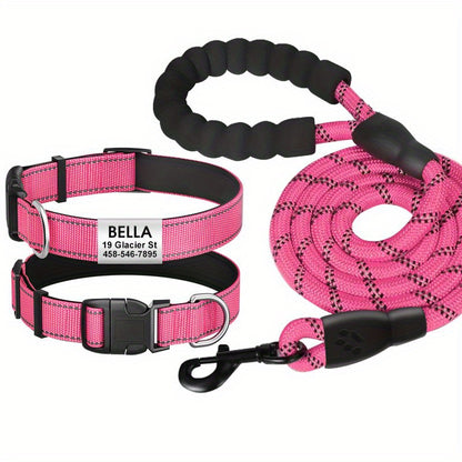 Personalized Reflective Dog Collar with Name Tag