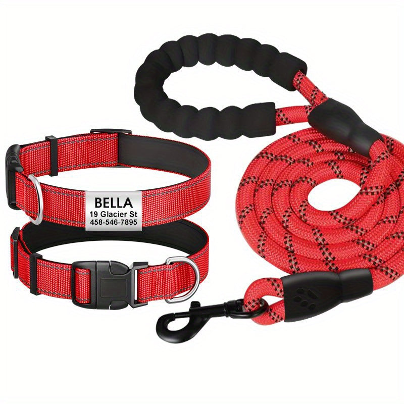 Personalized Reflective Dog Collar with Name Tag