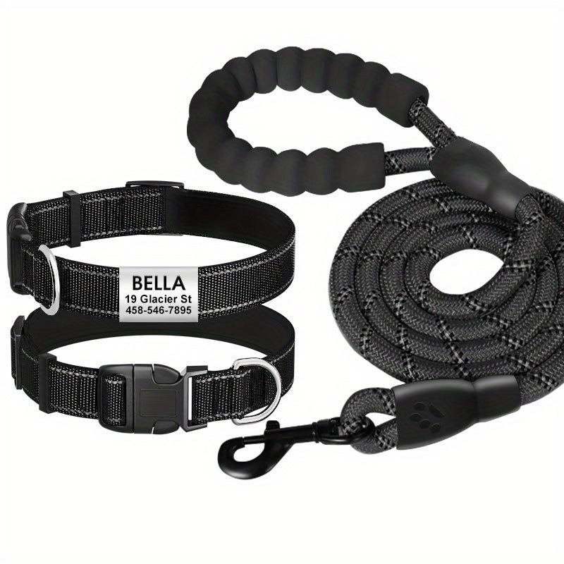 Personalized Reflective Dog Collar with Name Tag