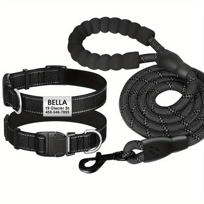Personalized Reflective Dog Collar with Name Tag