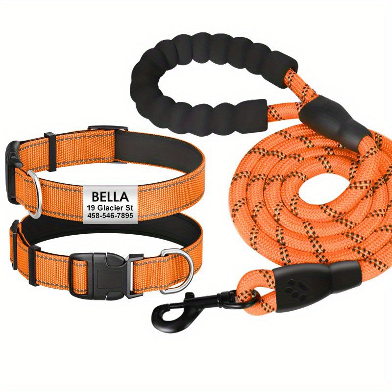 Personalized Reflective Dog Collar with Name Tag