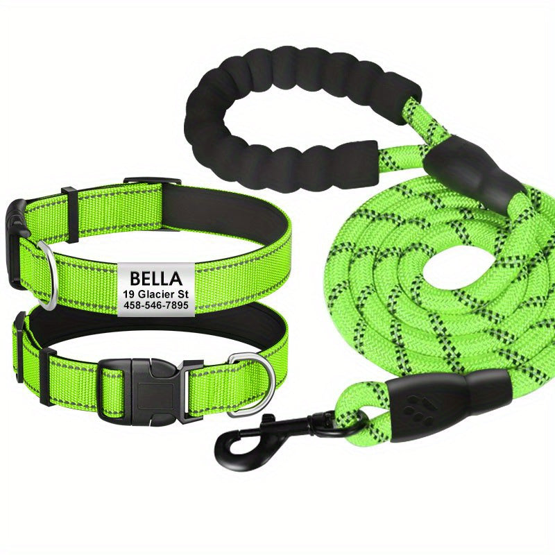 Personalized Reflective Dog Collar with Name Tag