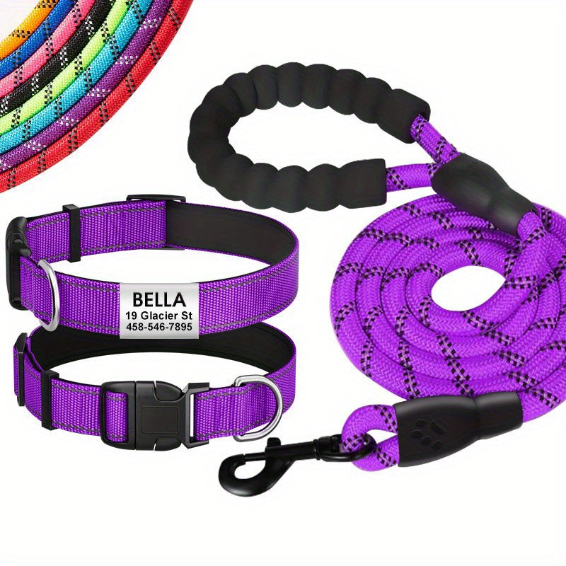 Personalized Reflective Dog Collar with Name Tag