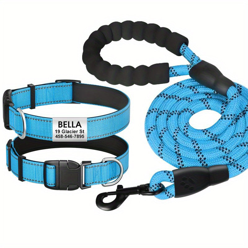Personalized Reflective Dog Collar with Name Tag