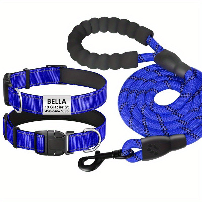 Personalized Reflective Dog Collar with Name Tag