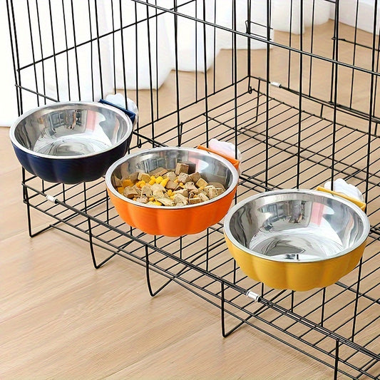 Pumpkin-Shaped Stainless Steel Hanging Pet Bowl