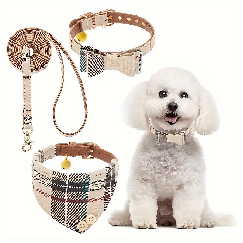 Plaid Pet Collar with Bow & Bell