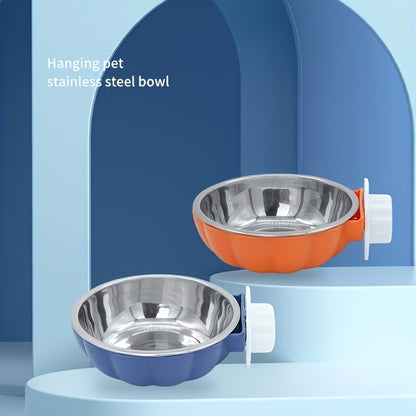 Pumpkin-Shaped Stainless Steel Hanging Pet Bowl