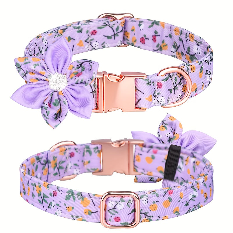 Floral Rhinestone Adjustable Pet Collar
