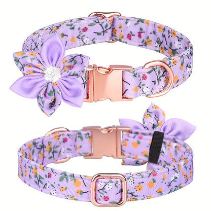 Floral Rhinestone Adjustable Pet Collar