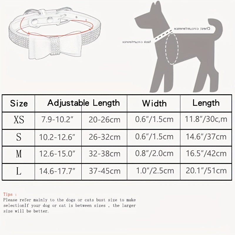 Rhinestone Bow Dog Collar for All Sizes