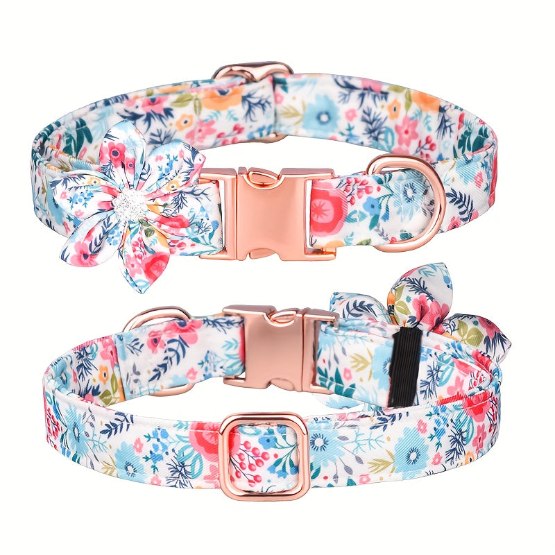 Floral Rhinestone Adjustable Pet Collar