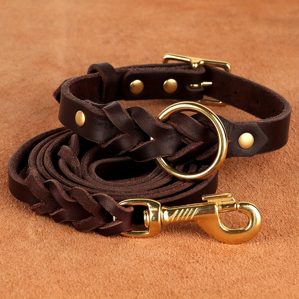 Durable Leather Dog Collar for Medium & Large Dogs