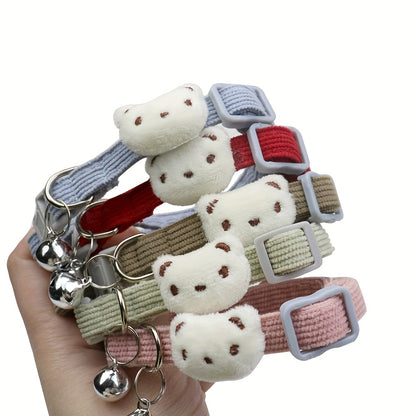 Adjustable Cartoon Bear Cat Collar with Bell