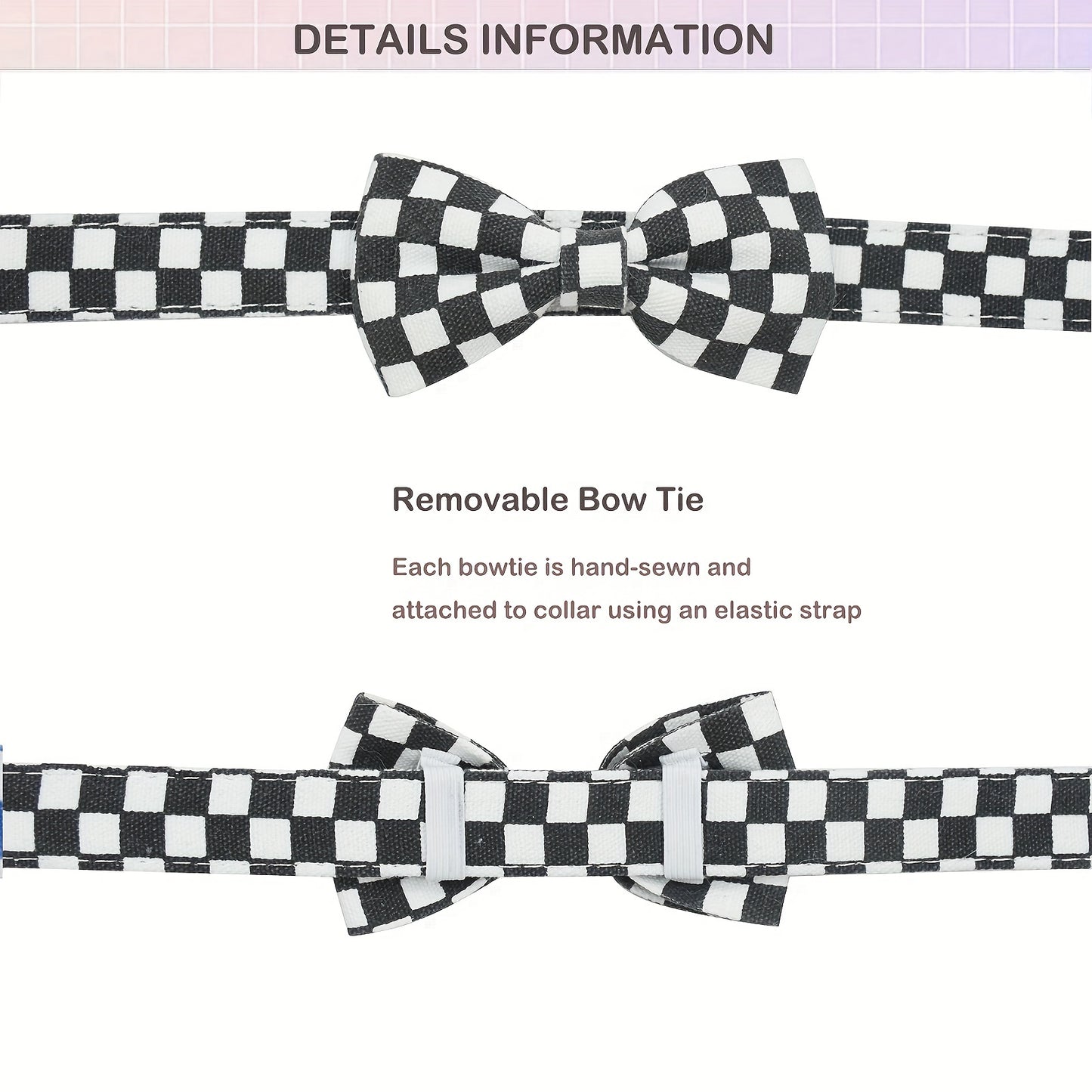 Plaid Nylon Dog Collar with Bow Tie