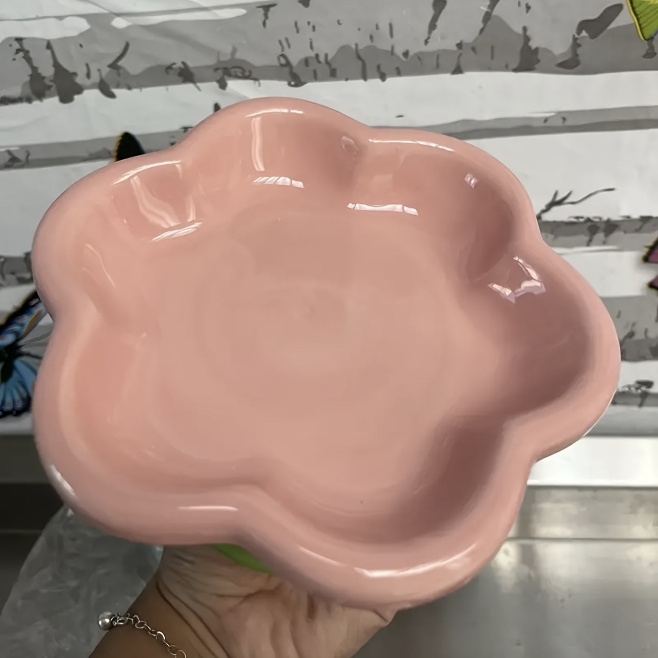 Raised Flower Ceramic Cat Bowls – Set of 2