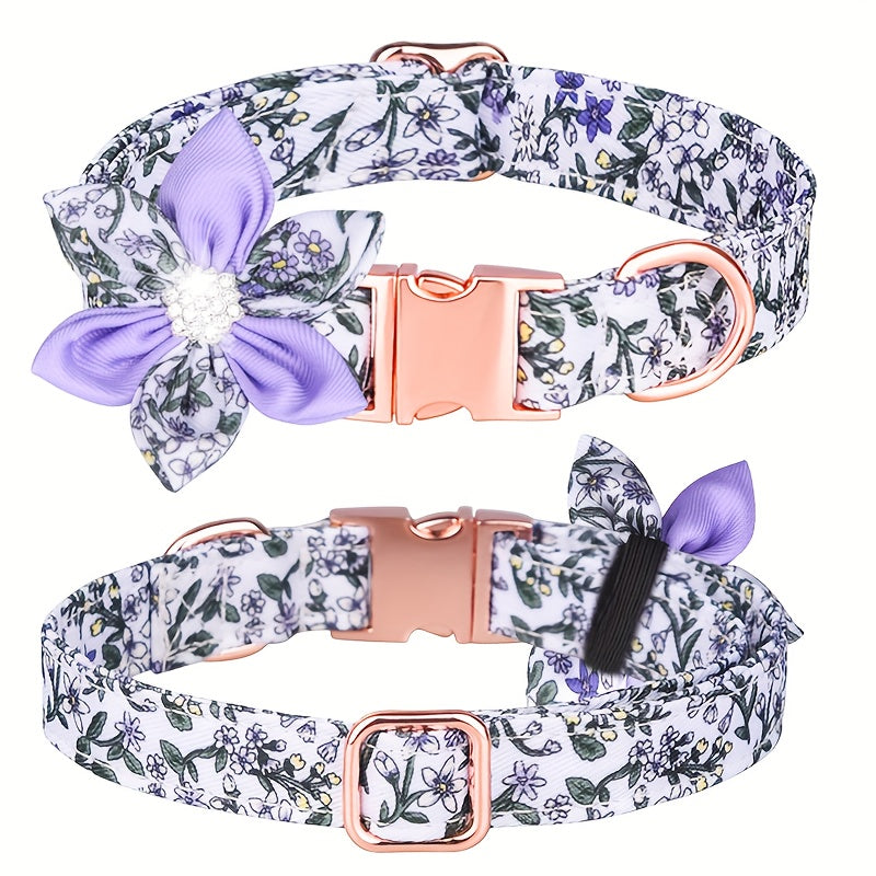 Floral Rhinestone Adjustable Pet Collar