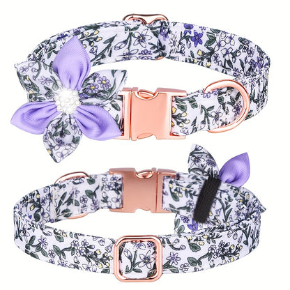 Floral Rhinestone Adjustable Pet Collar