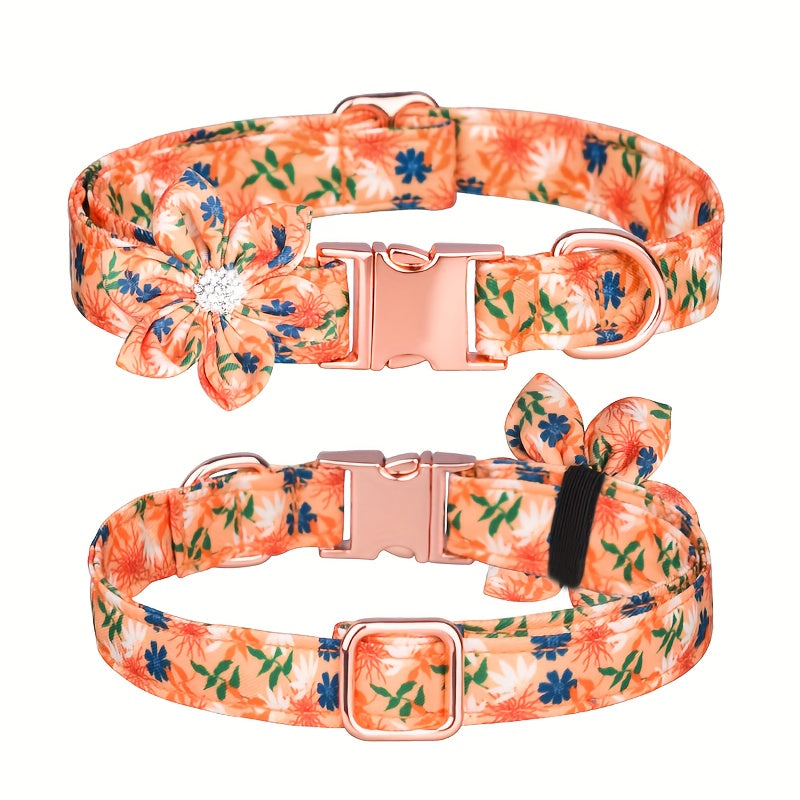 Floral Rhinestone Adjustable Pet Collar