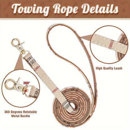 Plaid Pet Collar with Bow & Bell