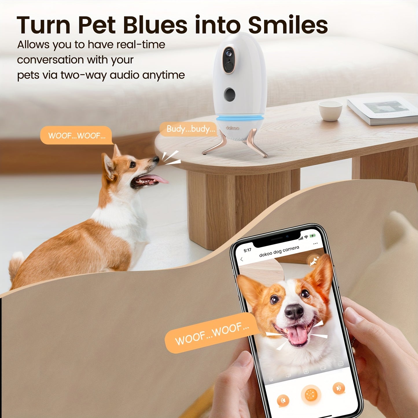 Dokoo Smart Cat Feeder with Camera & Treat Dispenser