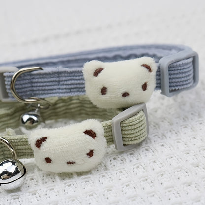 Adjustable Cartoon Bear Cat Collar with Bell