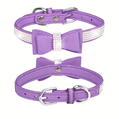 Rhinestone Bow Dog Collar for All Sizes
