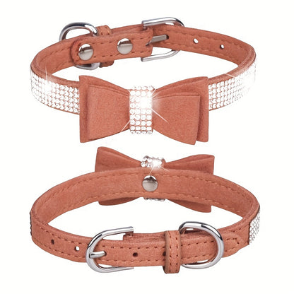 Rhinestone Bow Dog Collar for All Sizes