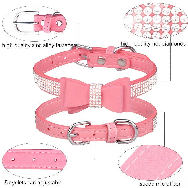 Rhinestone Bow Dog Collar for All Sizes