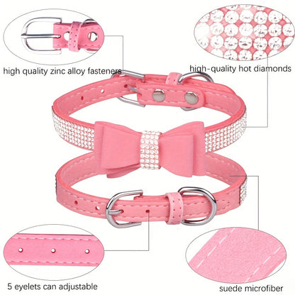Rhinestone Bow Dog Collar for All Sizes