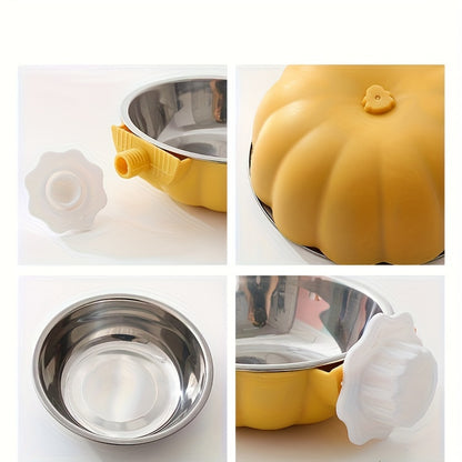 Pumpkin-Shaped Stainless Steel Hanging Pet Bowl