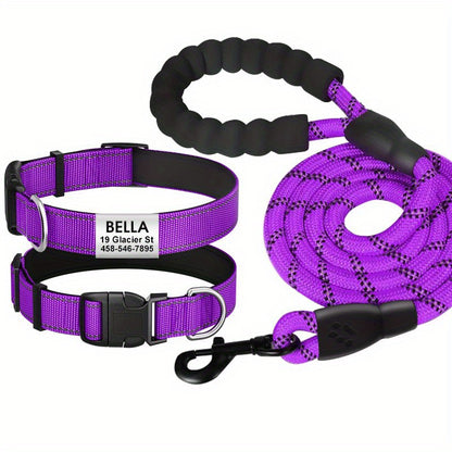 Personalized Reflective Dog Collar with Name Tag