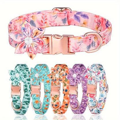 Floral Rhinestone Adjustable Pet Collar