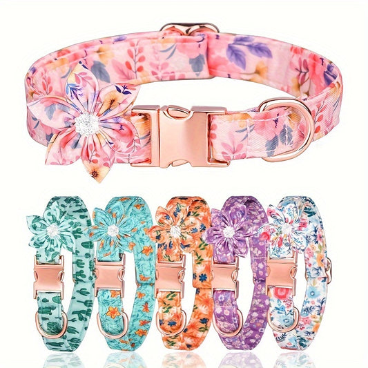 Floral Rhinestone Adjustable Pet Collar