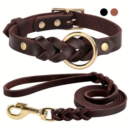 Durable Leather Dog Collar for Medium & Large Dogs