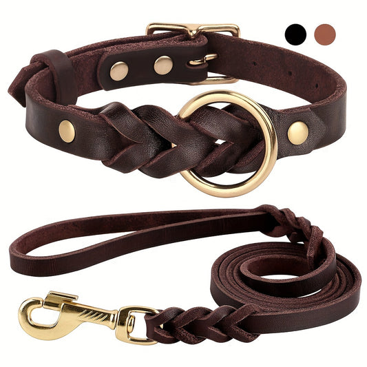 Durable Leather Dog Collar for Medium & Large Dogs