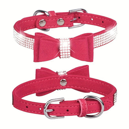 Rhinestone Bow Dog Collar for All Sizes