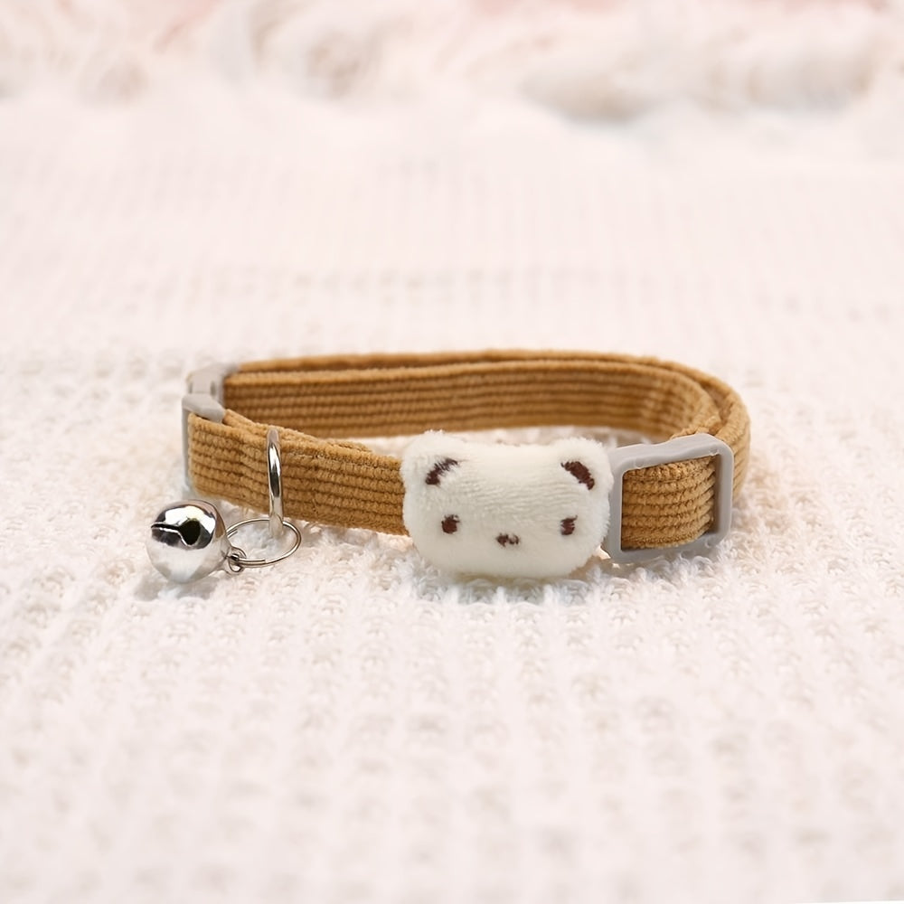 Adjustable Cartoon Bear Cat Collar with Bell