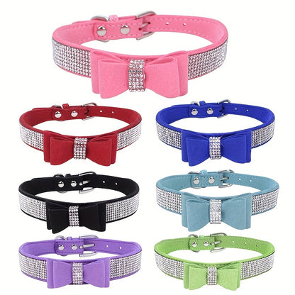 Rhinestone Bow Dog Collar for All Sizes