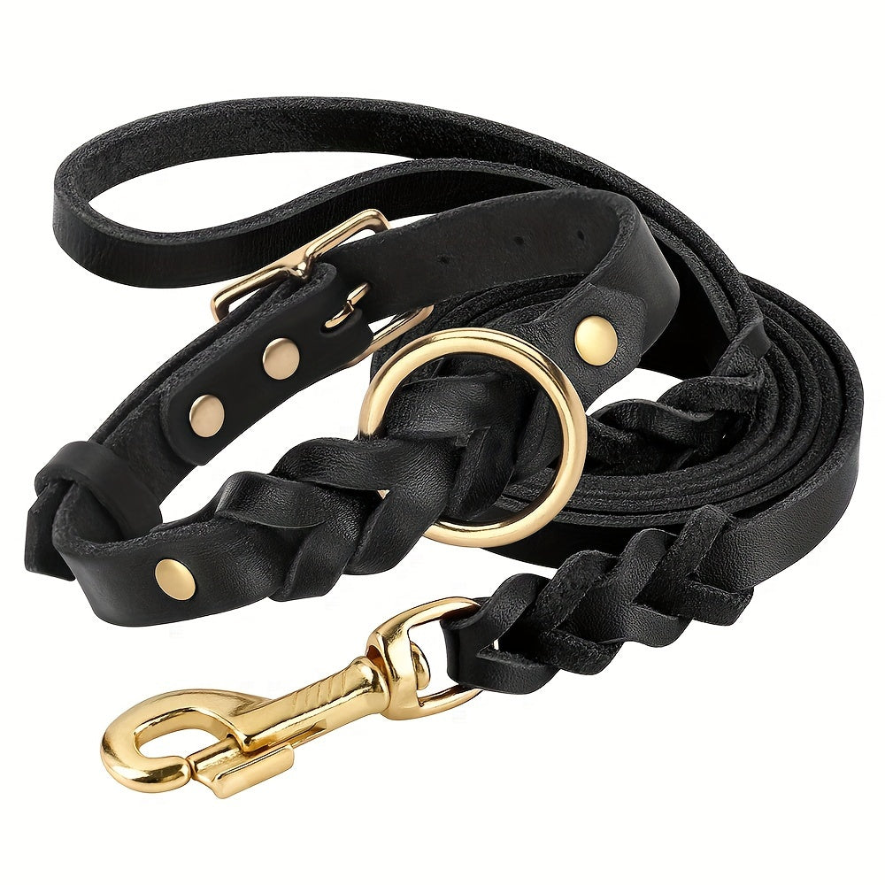 Durable Leather Dog Collar for Medium & Large Dogs