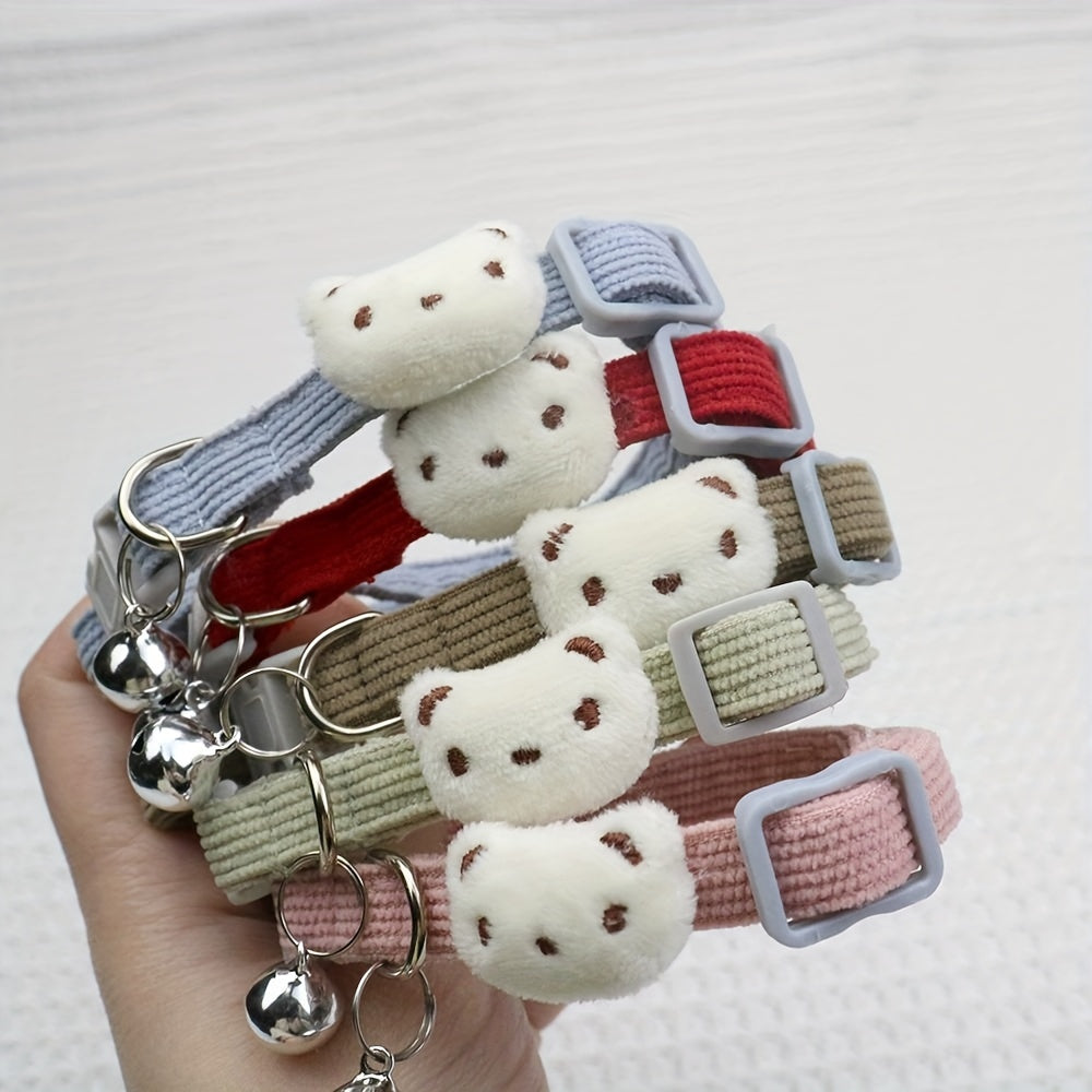 Adjustable Cartoon Bear Cat Collar with Bell
